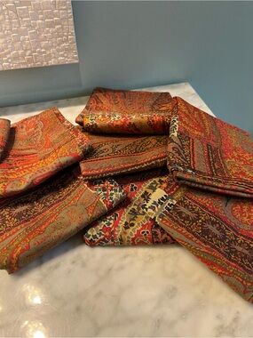 Pottery Barn Red Multi Paisley Napkins or Placemats Set